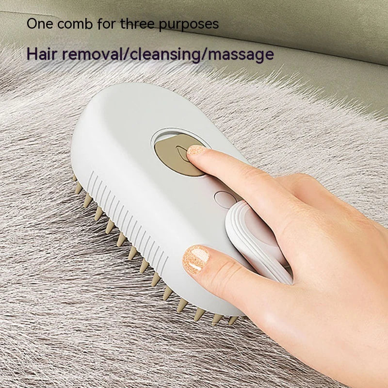 3-in-1 Electric Steam Brush - Massage & Grooming Tool for Cats and Dogs 