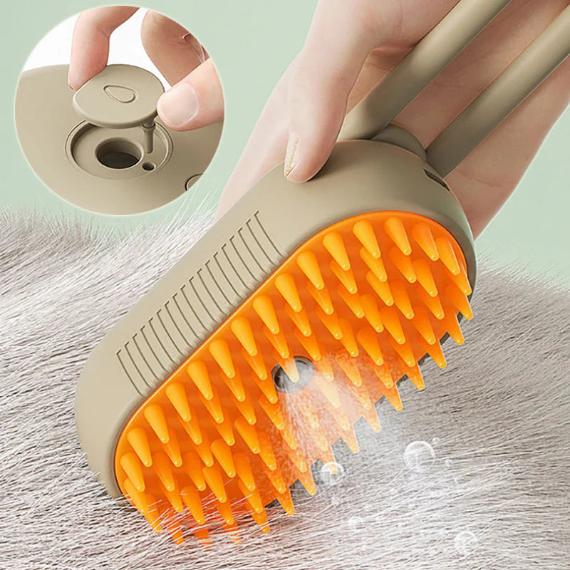 3-in-1 Electric Steam Brush - Massage & Grooming Tool for Cats and Dogs 